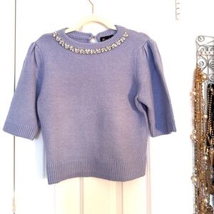 🎀 NWT SWEATER w Gem Neckline SS M designed by MARLED 🎀
